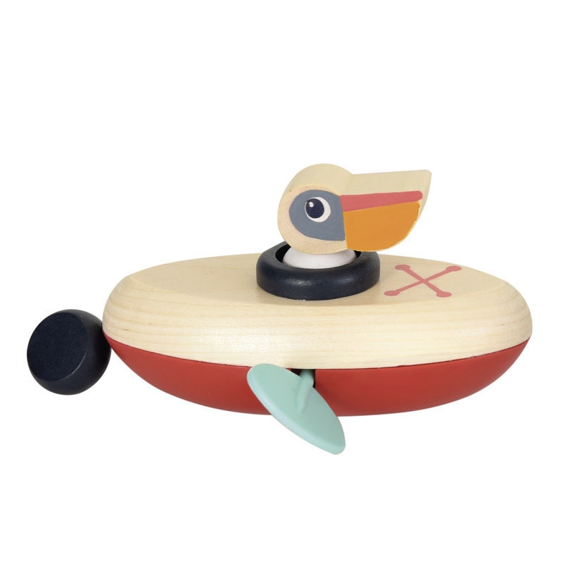 Egmont Toys felhúzható úszó fa játék kenu – Pelikán